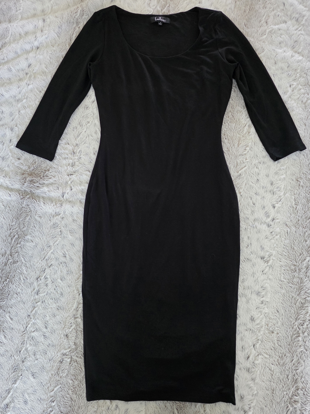 Lulu's -Be So Bold- Black Scoop Neck Midi Dress MEDIUM